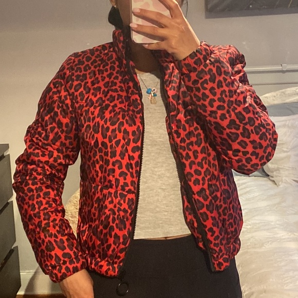 Design Lab cropped red leopard print coat - size XS - Picture 6 of 7